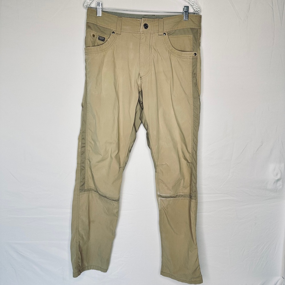 KUHL Radikl Mens 32x32 Khaki Tan Hiking Pants Stretch Hybrid Enduro Fabric